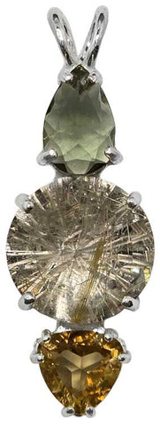 Rutilated Quartz Super Nova™ with Moldavite & Citrine