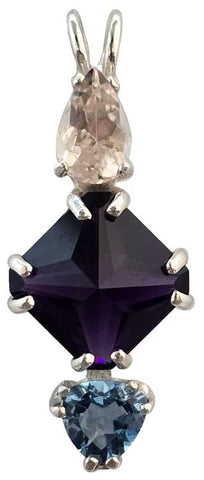 Siberian Purple Quartz Mini Magician Stone™ with Morganite & Tibetan Blue Obsidian