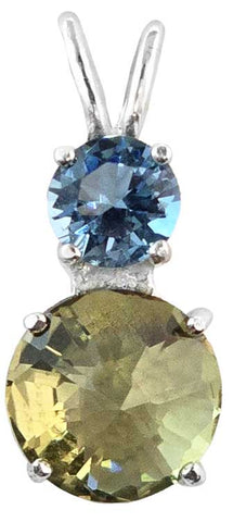 Olive Quartz Mini Radiant Heart™ with Round Cut Tibetan Blue Obsidian
