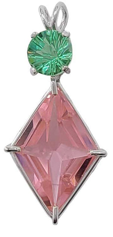 Pink Garnet Small Ascension Star™ with Super Nova Cut Tibetan Green Obsidian