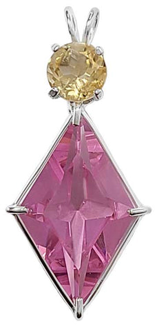 Pink Garnet Ascension Star™ with Round Cut Golden Topaz