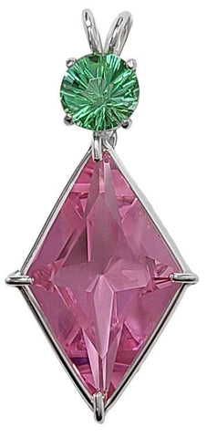 Pink Garnet Ascension Star™ with Super Nova Cut Tibetan Green Obsidian