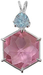 Pink Garnet Flower of Life™ with Trillion Cut Blue Topaz