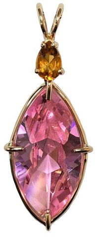 Pink Garnet Infinite Eye™ with Pear Cut Orange Sapphire 14k Gold