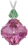 Pink Garnet Regular Magician Stone™ with Trillion Cut Tibetan Green Obsidian