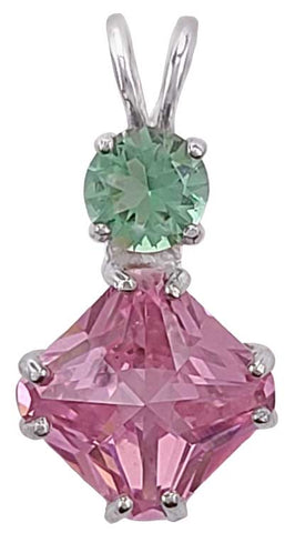 Pink Garnet Mini Magician Stone™ with Round Cut Tibetan Green Obsidian