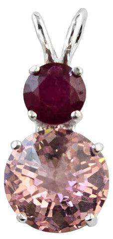Pink Garnet Mini Radiant Heart™ with Round Cut Ruby