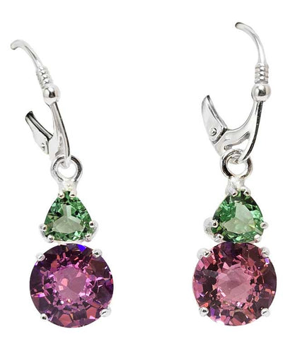 🎁 Pink Garnet Mini Radiant Heart™ with Tibetan Green Obsidian Dangle Earrings (100% off)
