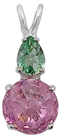 Pink Garnet Mini Radiant Heart™ with Pear Cut Tibetan Green Obsidian