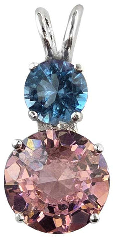 Pink Garnet Mini Radiant Heart™ with Round Cut Tibetan Blue Obsidian