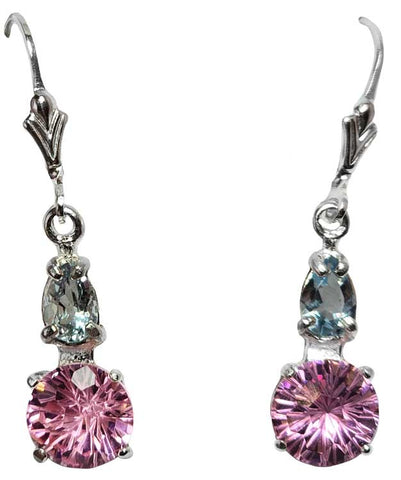🎁 Pink Garnet Mini Super Nova™ with Aquamarine Dangle Earrings (100% off)