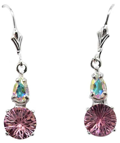 🎁 Pink Garnet Mini Super Nova™ with Mystic Topaz Dangle Earrings (100% off)