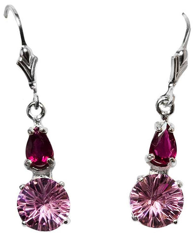 🎁 Pink Garnet Mini Super Nova™ with Pear Cut Ruby Dangle Earrings (100% off)