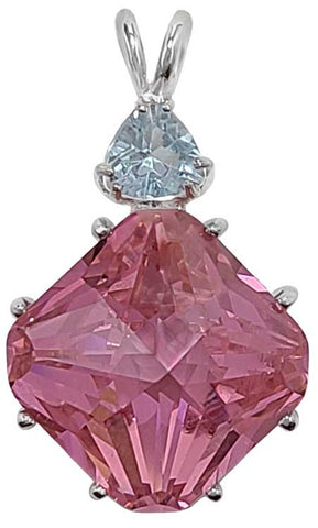 Pink Garnet Regular Magician Stone™ with Trillion Cut Blue Topaz
