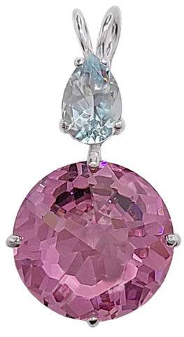 Pink Garnet Radiant Heart Crystal™ with Pear Cut Aquamarine