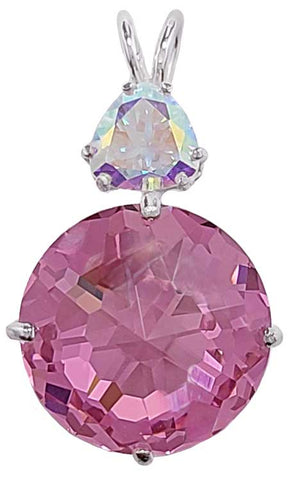 Pink Garnet Radiant Heart Crystal™ with Trillion Cut Mystic Topaz