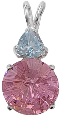 Pink Garnet Super Nova™ with Trillion Cut Blue Topaz