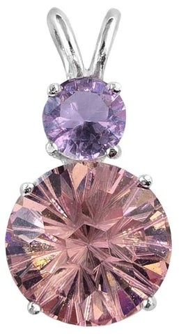 Pink Garnet Super Nova™ with Round Cut Ruby Lavender Quartz