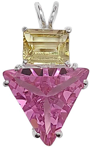 Pink Garnet Small Angelic Star™ with Emerald Cut Golden Beryl