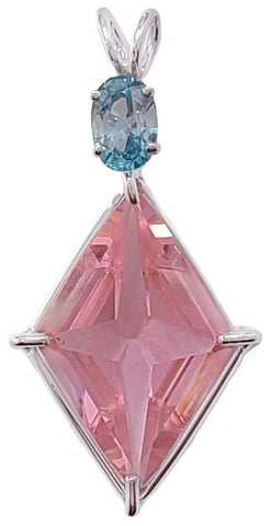 Pink Garnet Small Ascension Star™ with Oval Cut Blue Zircon