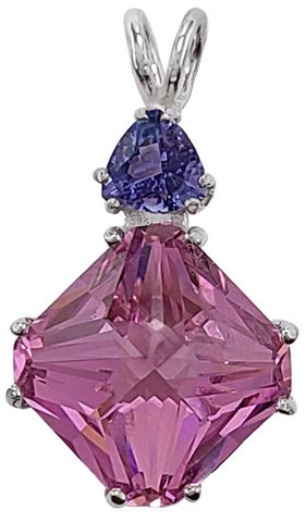 Pink Garnet Small Magician Stone™ with Trillion Cut Tanzanite