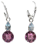 Pink Garnet Mini Radiant Heart™ with Aquamarine Dangle Earrings