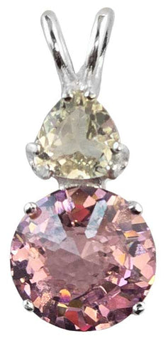 Pink Garnet Mini Radiant Heart™ with Trillion Cut Golden Labradorite