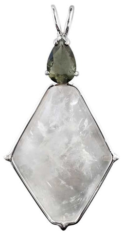 Pollucite with Pear Cut Moldavite