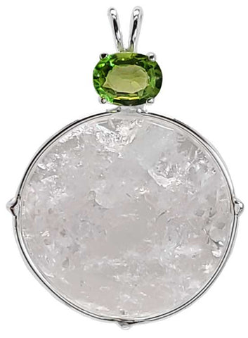 Pollucite with Oval Cut Peridot