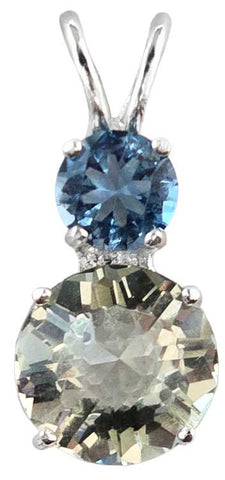 Prasiolite Mini Radiant Heart™ with Round Cut Tibetan Blue Obsidian