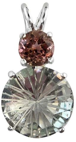 Prasiolite Super Nova™ with Round Cut Pink Tourmaline