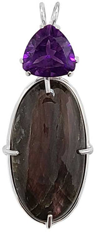 Purple Labradorite with Trillion Cut Amethyst