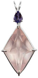 Rose Quartz Ascension Star™ with Pear Cut Tanzanite 14k Gold