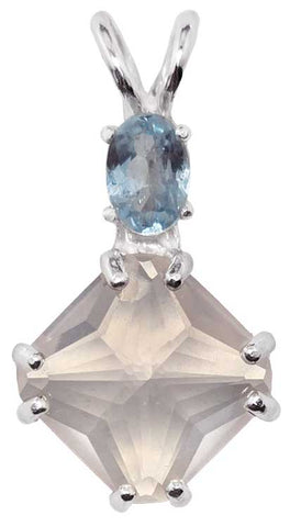 Rose Quartz Mini Magician Stone™ with Oval Cut Blue Topaz