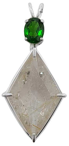 Rutilated Quartz Ascension Star™ with Oval Cut Chrome Diopside