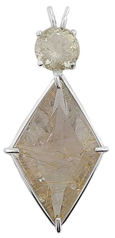 Rutilated Quartz Ascension Star™ with Round Cut Golden Labradorite