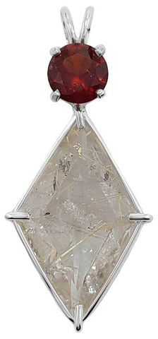 Rutilated Quartz Ascension Star™ with Round Cut Hessonite Garnet