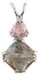 Rutilated Quartz Mini Magician Stone™ with Trillion Cut Pink Garnet