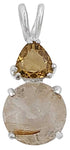 Rutilated Quartz Mini Radiant Heart™ with Trillion Cut Citrine