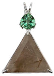 Rutilated Quartz Star of David™ with Trillion Cut Tibetan Green Obsidian