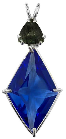 Siberian Blue Quartz Ascension Star™ With Trillion Cut Moldavite