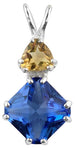 Siberian Blue Quartz Mini Magician Stone™ with Trillion Cut Golden Beryl