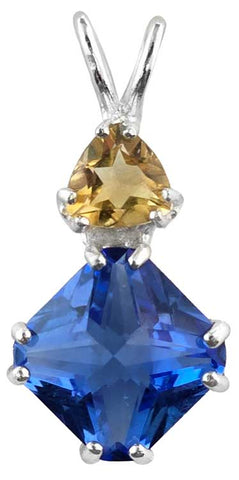 Siberian Blue Quartz Mini Magician Stone™ with Trillion Cut Golden Beryl