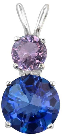 Siberian Blue Quartz Mini Radiant Heart™ with Round Cut Ruby Lavender Quartz