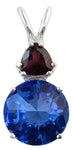 Siberian Blue Quartz Mini Radiant Heart™ with Trillion Cut Rhodolite Garnet