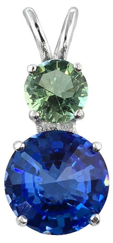 Siberian Blue Quartz Mini Radiant Heart™ with Round Cut Tibetan Green Obsidian