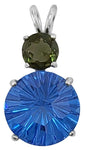 Siberian Blue Quartz Super Nova™ with Round Cut Moldavite