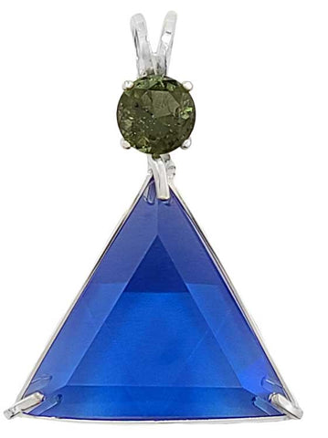 Siberian Blue Quartz Star of David™ with Round Cut Moldavite