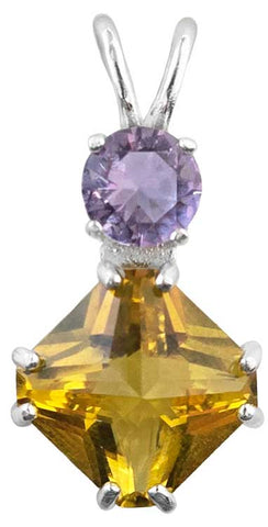 Siberian Gold Quartz Mini Magician Stone™ with Round Cut Ruby Lavender Quartz