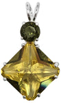 Siberian Gold Quartz Small Magician Stone™ with Round Cut Moldavite